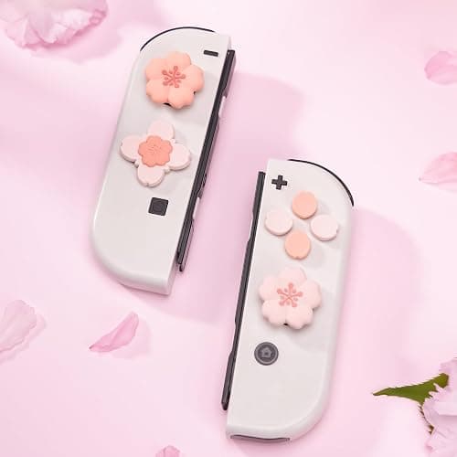 GeekShare Silicone Cross D-Pad Button Caps Set Cute Joystick Cover - ABXY Key Buttons Sticker Compatible with Switch/OLED Joy Con - Sakura thumbnail 5