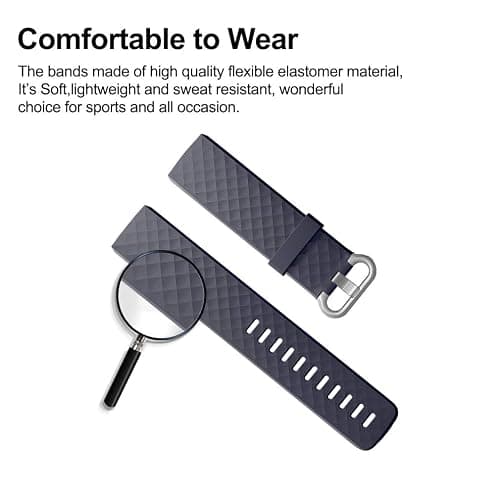 Hamile Bands Compatible with Fitbit Charge 4 / Fitbit Charge 3 / Fitbit Charge 3 SE, Waterproof Replacement Watch Strap Fitness Sport Band Wristband for Women Men, Small, Blue Gray thumbnail 3