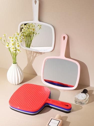 Gladmart Hand Mirror Salon Barber Hairdressing Handheld Mirror with Handle (Square Pink 7.4 x 10.3 inches) thumbnail 6