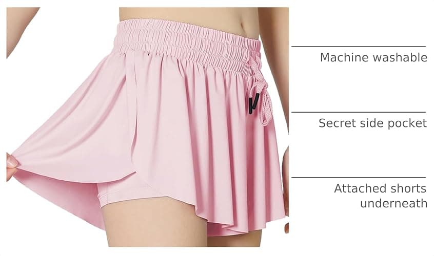 Girls Butterfly Shorts Kids Flowy Short Running Girl's Skirts Athletic Skorts with Pocket thumbnail 4