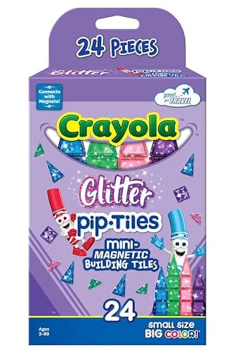 CreateOn Crayola Mini Magnetic PIP-Tiles, Building Set for Kids, Magnetic Building Toys for Kids, STEM Travel Toys for Boys and Girls Ages 3+, 24-Piece Set (Glitter) thumbnail 3