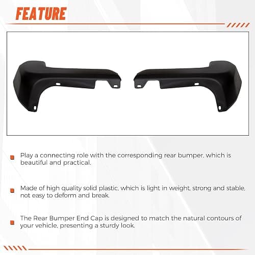 ECOTRIC Rear Bumper End Cap Compatible With 2016-2023 Toyota Tacoma W/O Sensor Hole Replace for TO1105133, TO1104133; 52156-04010, 52155-04010 Corner Cover Driver and Passenger Side Black thumbnail 5