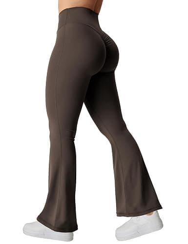 YEOREO Kalie Flare Scrunch Leggings for Women V Cross Waist Bell Bottom Yoga Pants Tummy Control Bootcut Workout Leggings - Image 1
