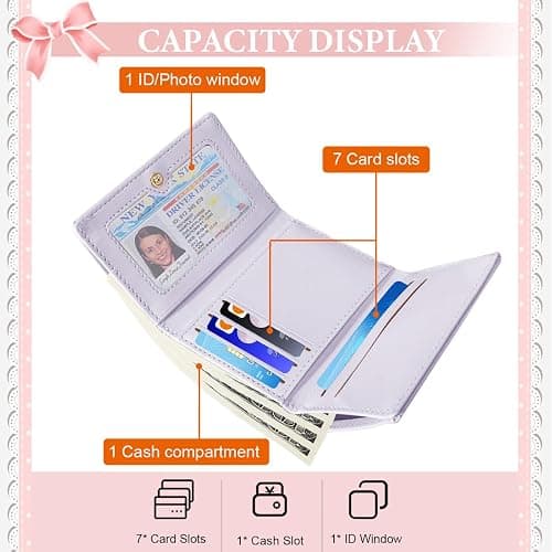 Modacarry Small Wallet Coquette Bow Wallet for Girls Cute Wallet ID Credit Card Holder for Women (PURPLE) thumbnail 2