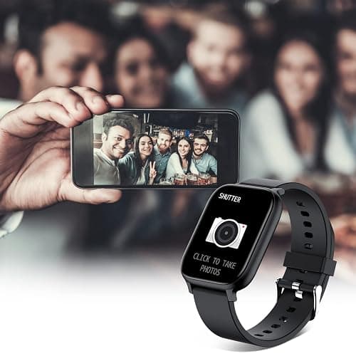 Smart Watch for Men Women Compatible with iPhone Samsung Android Phone 1.83 inch Full Touch Screen IP68 Waterproof Bluetooh Fitness Tracker Heart Rate/Sleep Monitor, Black thumbnail 5