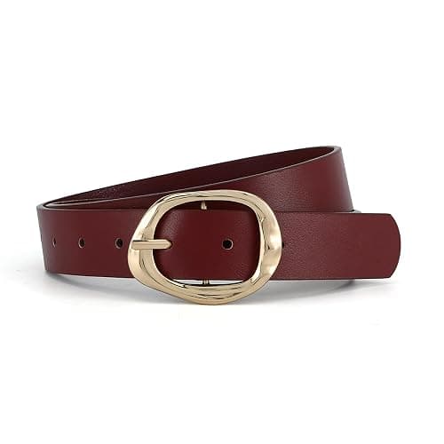 Earnda Leather Belts for Women Casual Fashion Waist Belt with Liquid Shapes Gold Buckle for Jeans Pants Dresses thumbnail 3