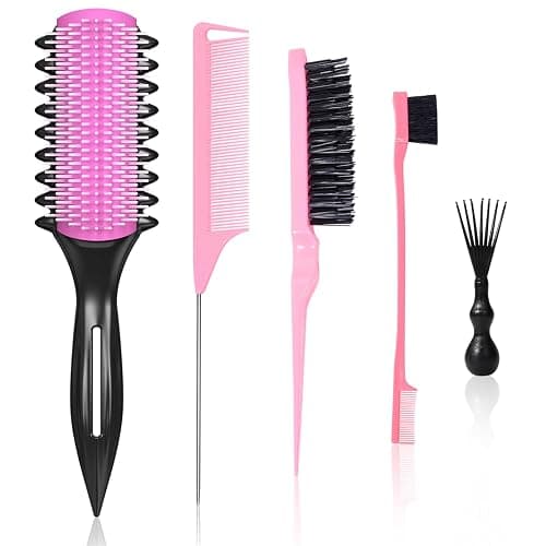Curl Defining Brush – Detangling Brush – Includes 3 Hair Styling Tools for Wet or Dry Use – Daily Curl Care to Create Stylish – Smooth Curls for Men – Women and Kids (Pink) - Image 1