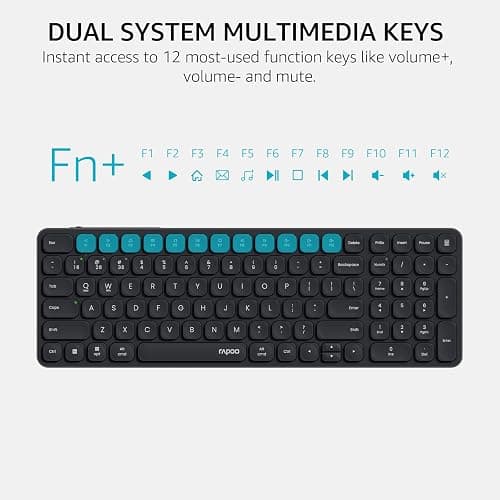 Rapoo E9350L Rechargeable Wireless Keyboard, Support 4 Devices, Ultra-Slim with Indicator Light, Quiet, 90-Day Battery Life, Full Size Keyboard with Numeric Keypad for Windows/Mac/Linux/Chrome, Black - Black - E9350L (99-Key, Rechargeable) thumbnail 5