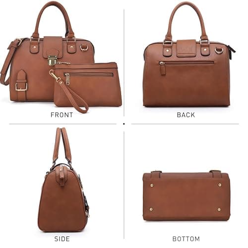 Dasein Women Barrel Handbags Fashion Satchel Bags Top Handle Shoulder Purses Vegan Leather Work Tote thumbnail 3