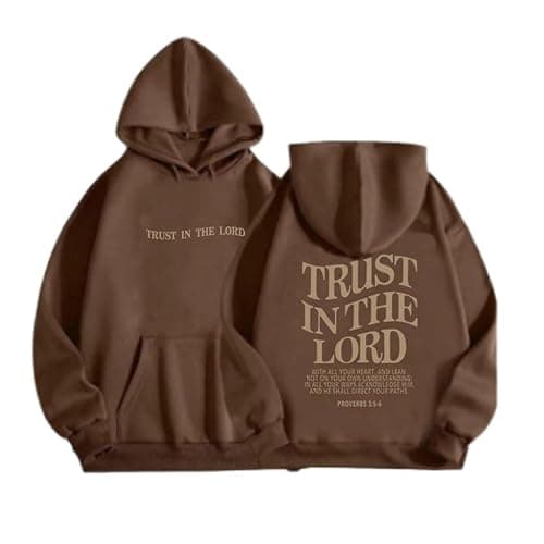 Christian Oversized Hoodie for Women Trust in The Lord Letter Print Pullover Tops with Pocket Long Sleeve Trendy Clothes - Image 1