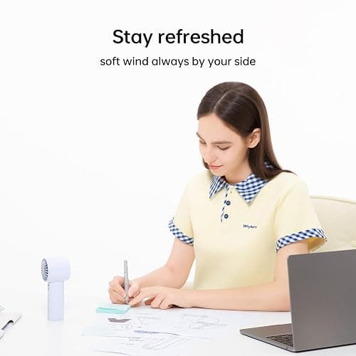 JISULIFE Handheld Turbo Fan Life10s, 5000mAh Rechargeable Portable Fans,Up to 28 Hours Working,5 Speed Strong Wind,Personal Mini Fan for Travel Outdoor Camping Beach Makeup（Gray） thumbnail 9