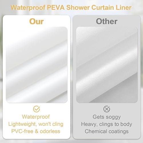 Craidlela 3 in 1 Shower Curtain Set, Sage Green Waffle Shower Curtain and PEVA Liner Set with 12 Stainless Steel Shower Curtain Hooks, Waterproof Fabric Shower Curtains for Bathroom, 72 W x 72 H thumbnail 6