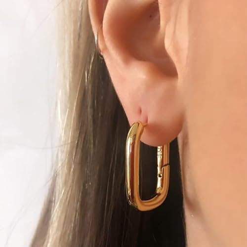 Amicon Chunky Gold Stud Earrings for Women 14k Gold Plated Hypoallergenic Earrings Statement Trendy Fashion Gold Jewelry Gifts thumbnail 4