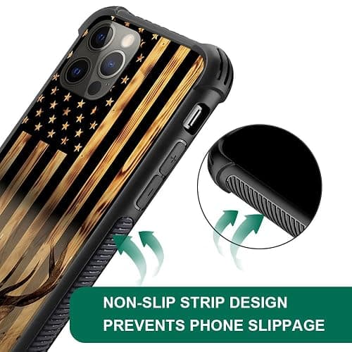 DJSOK Compatible with iPhone 13 Mini Case，Design Pattern Back Bumper Anti Scratch Reinforced Corners Soft TPU Caver,Cases for Men Women-Wood Grain American Flag Buck Hunter Deer thumbnail 4