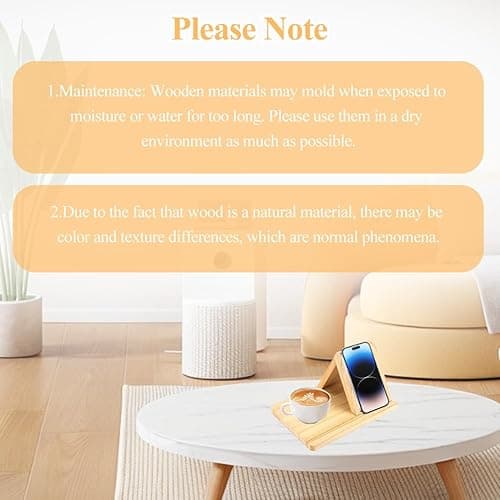 Gachiwar Triangle Book Holder, Wood Bookshelf Present for Mum, Wooden Book Stand for Bedside Desk Table Decor with Coffee Drink Holder for Book Lover thumbnail 9
