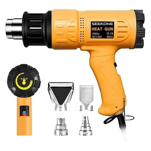 SEEKONE Heat Gun 1800W 122℉-1202℉(50℃- 650℃)Fast Heating Heavy Duty Hot Air Gun Kit Variable Temperature Control Overheat Protection with 4 Nozzles for Crafts, Shrinking PVC, Stripping Paint(5.2FT) - Image 1