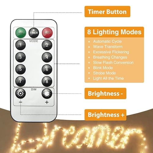 litogo 2 Packs Fairy Lights USB Plug in, 39ft 120 LED String Lights with Remote Control, 8 Modes/Timer Twinkle Lights Dimmable, Warm White Lights for Bedroom Christmas Indoor Decor thumbnail 3