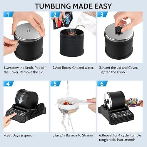 Acmeenjoy Rock Tumbler Kit Barrel Stone Polishing Machine with 9-Speed Motor & 9-Day Timer, Rock Polisher Machine for Kids & Adults, Includes Gemstones, Grits and DIY Tools thumbnail 5