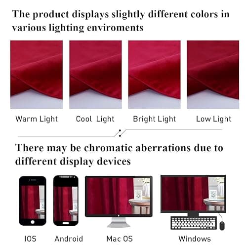 StangH Theater Red Velvet Curtains Christmas Curtains Super Soft Thermal Insulated Window Drapes 84 inches for Living Room Holiday Decorative for Master Bedroom, W52 x L84, 2 Panels thumbnail 9