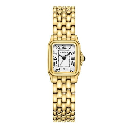 CNYXCN Gold Watches for Women with Rectangular Case,Roman Dial,Vintage Bracelet,Water Resistant - Image 1