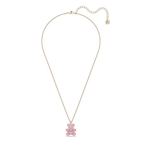 Swarovski Teddy Bear Pendant Necklace, Pink Crystals, Rose Gold-Tone Finish thumbnail 2