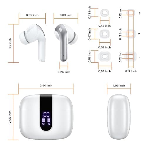 TAGRY Bluetooth Headphones True Wireless Earbuds 60H Playback LED Power Display Earphones with Wireless Charging Case IPX5 Waterproof in-Ear Ear buds with Mic for TV Smart Phone Laptop Computer Sports thumbnail 8