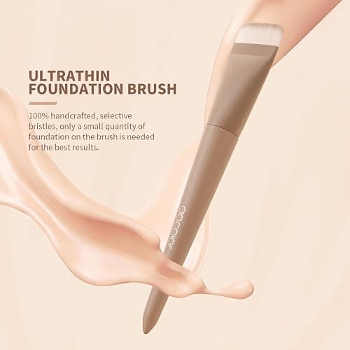 docolor Flat Foundation Brush Korean Makeup Brush Liquid Makeup Brush Premium Makeup Face Brush for Blending, Cream, Thin Foundation Brush Makeup Tool Face Foundation Flat Brush,Khaki thumbnail 3