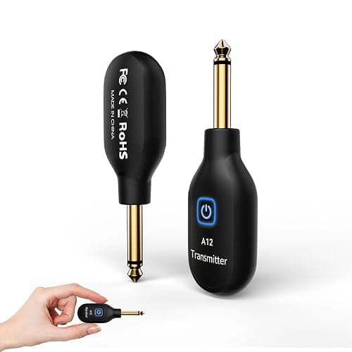 A12 Wireless Guitar Transmitter Receiver - 2.4GHz System, 24-bit 48KHz Audio, 100ft Range, No Latency, Rechargeable, Easy Pairing for Electric Guitar & Bass - Accessories (1TX+1RX) - Image 1