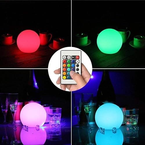 Borelor LED Ball Light, 6-Inch Rechargeable & Remote Control Globe Lights 16 RGB Colors Changing Indoor/Outdoor Night Light for Home/Party/Lawn/Desk Decoration thumbnail 2