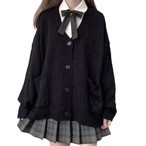 TXYJJP Womens Japanese Cute Kawaii Knitted Cardigan Sweater Cosplay Long Sleeve Button Down JK School Uniform Jacket thumbnail 6
