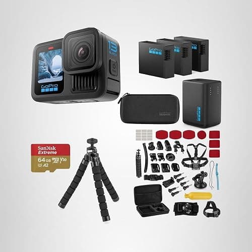 GoPro HERO13 Black Action Camera with 3 Enduro Batteries, Dual Charger, 64GB SD, 5.3K HDR Video, 27MP Photos, HyperSmooth Stabilization, Waterproof Design, 47-Piece Accessory Kit, 1-Year Warranty thumbnail 9