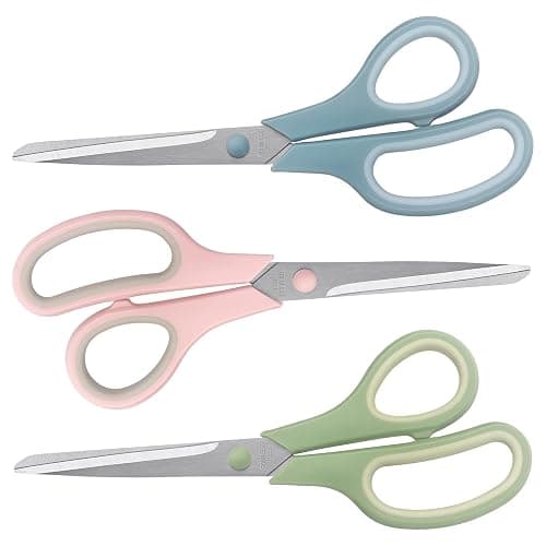 LONGKEY Scissors 8.5 Inch scissors all purpose Bulk Set of 3, Scissors for Office Home School Craft Supplies, Soft Comfort-Grip Right/Left Hand thumbnail 8