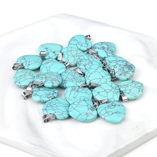 LE SKY 20 Pcs natural stone pendants heart shape healing stone charms for jewelry making thumbnail 4