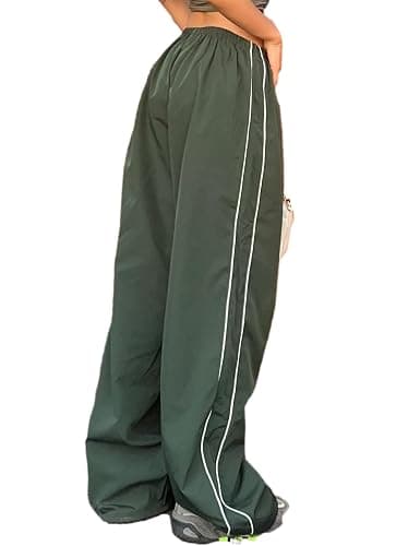 Shebote Womens Parachute Pants Wide Leg Baggy Pants Y2K Elastic Waist Jogger Sweatpants Track Pants Streetwear thumbnail 6