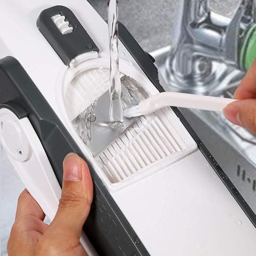 ONCE FOR ALL Safe Mandoline Slicer 5 in 1 Vegetable Chopper Food Potato Cutter, Strips Julienne Dicer Adjustable Thickness 0.1-8 mm Kitchen Chopping Artifact Fast Meal Prep (Gray) thumbnail 6