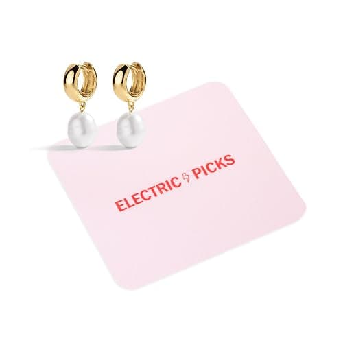 Electric Picks San Tropez Huggie Hoop Earrings - 14kt Gold Plated Pearl Earrings, Lightweight Earrings for Women, All Occasions thumbnail 6