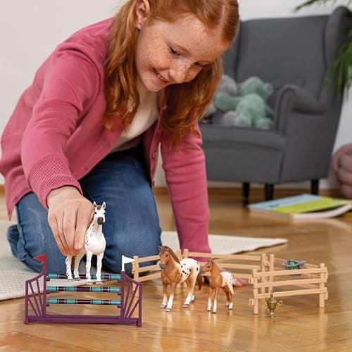 schleich Horse Club - 17PC Lisa’s Tournament Training Equestrian Playset with Appaloosa Family - Realistic Horse Toys with Jump and Fence - Animal Figurines for Screen-Free Play - Kids 5+ | 42433 thumbnail 2
