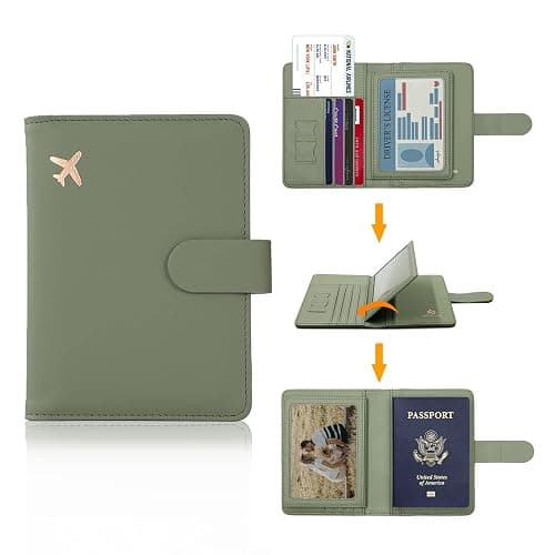 Melsbrinna Rfid Passport Holder for Travel women/Men, Cute Passport Wallet Rfid Blocking Card Slots, Rfid Passport Cover/CaseTravel Wallet, Passport Book Holder (1, Green) thumbnail 3