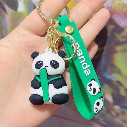 Ximimark 4 pcs Cute Bamboo Panda Keychain - Soft Rubber Pendant for Small Gifts and Hanging Ornaments thumbnail 2