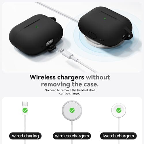 Ljusmicker for AirPods Pro Case Cover with Cleaner Kit,Soft Silicone Protective Cover for Apple AirPod Pro 2nd/1st Generation Case for Women Men,AirPods Pro 2/Pro Case Accessories with Keychain-Black thumbnail 5