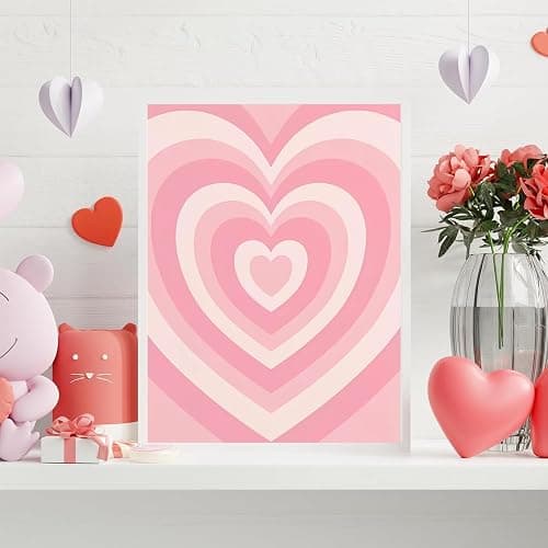 Pink Wall Art Posters - Aesthetic Prints, Cute Dorm Posters, Preppy Wall Decor with Heart & Bows - Set of 6 for Room Decor, Teen Girls Bedroom, College Dorm thumbnail 5