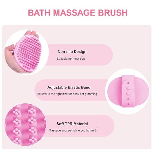 Kemodia 2 PCS Pink Pet Washing Gloves with Dog Bath Scrubber | Pink Pet Bath Set, Soft Silicone Gloves and Scrubber, Removes Dirt, Loose Hair, Dander Gentle Massage for Dogs & Cats thumbnail 3