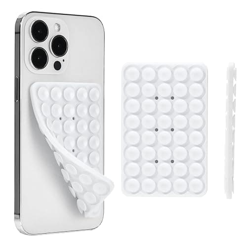 QWEIDHI Silicone Suction Phone Case Adhesive Mount, Hands-Free Strong Grip Holder for Selfies, Silicon Adhesive Stand Sticky for Cell Phone (White) - Image 1
