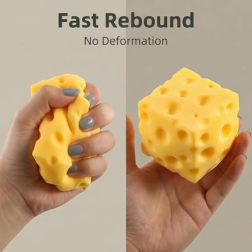 Cheese Cube Squishy, Fake Cheese Squeeze Block, Stress Relief Simulation Toy, Anxiety Sensory Stress Squishy Hand Toy, Soft Cheese Squishy Stress Balls, Classroom Prizes, Calming Adults Fidget Toys thumbnail 5
