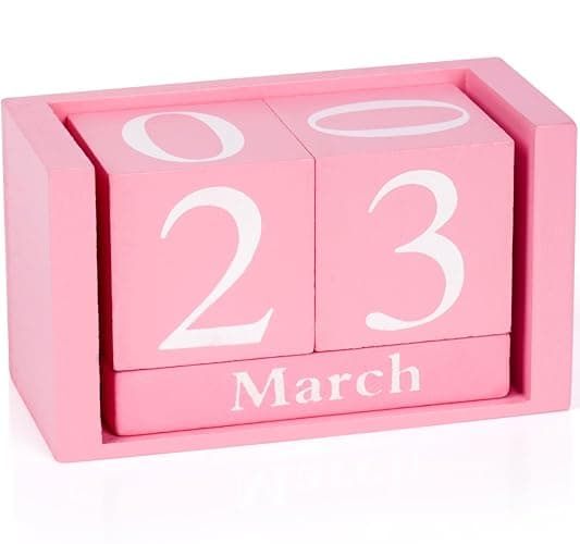 Notakia Pink Decor Wooden Desk Blocks Calendar Perpetual Block Cute Office Pink Desk Accessories Preppy Room Decor for Women - Image 1