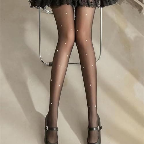 SLITHICE Women's Fishnet Stockings Sparkly Rhinestone Tights Black Glitter Fishnets thumbnail 6
