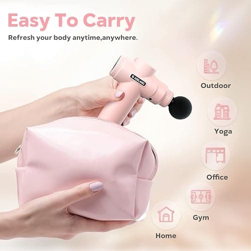 AERLANG Mini Massage Gun-Pink，Muscle Deep Tissue Massager Gun, Handheld Percussion Massager, Portable Quiet Massage Gun with Carry Case for Home Office Gym Motehr Day Gifts for Women Men Her thumbnail 4