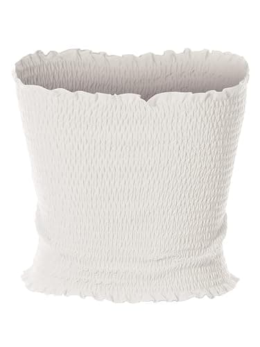 MixMatchy Women's Ruffled Smocking Crop Tube Tops Summer Casual Bandeau Top - X-Large - A White thumbnail 3