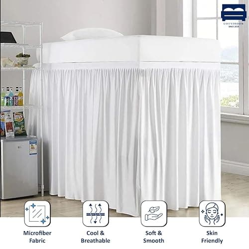 Cottingon Dorm Room Bed Skirt, 100% Microfiber, White, Twin XL-32 Drop thumbnail 2