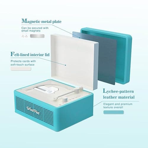 WhatPlus CD Player with Bluetooth Speaker, High-Fidelity Sound, App-Controlled, Magnetic Display for Photos & Pins, Retro Desktop Music Player, Gift for Music Lovers (Light Blue) thumbnail 4